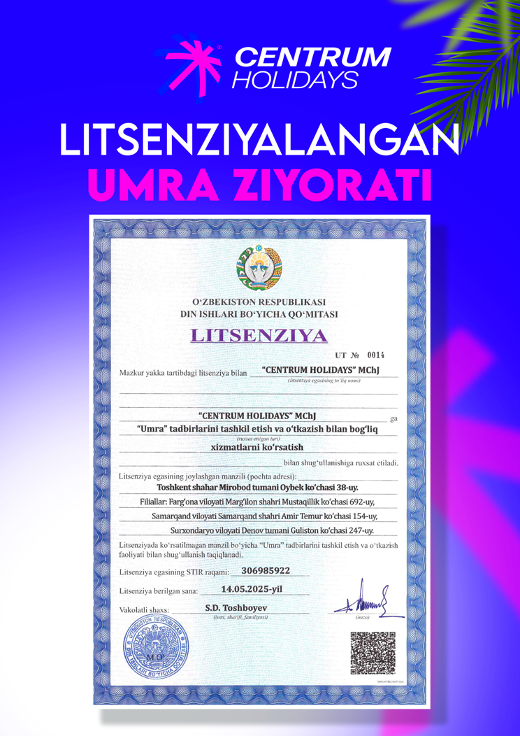 centrum-holidays-umra-license | Umra-Ziyorati.Uz - Umra Ziyorati 2026